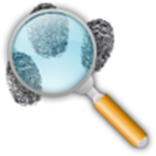 Magnifying glass examining fingerprints