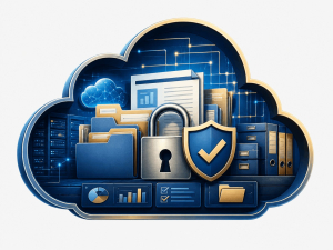 Cloud With Padlock and Files Inside